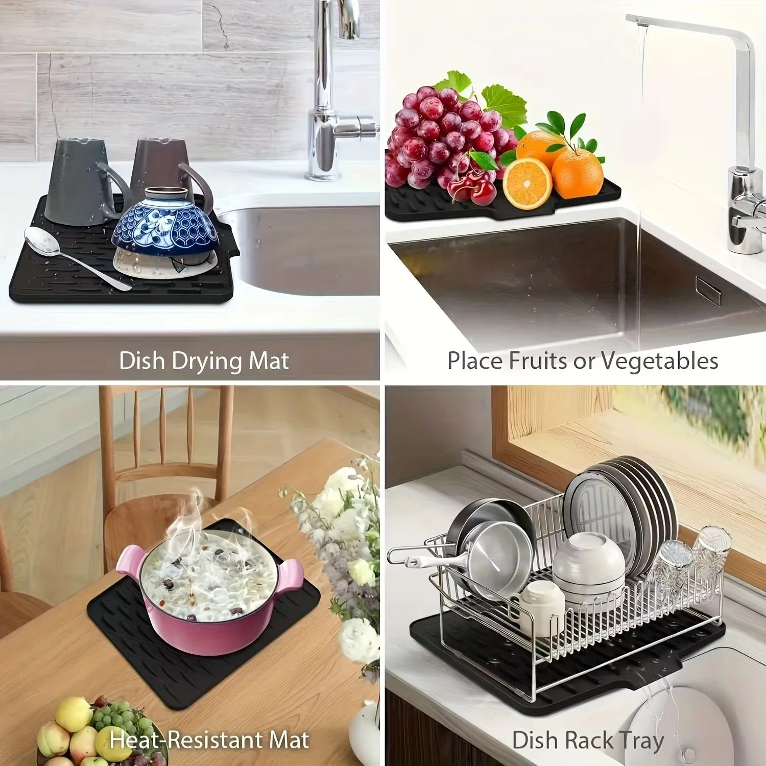 Tapis de drainage en silicone pour cuisine avec design