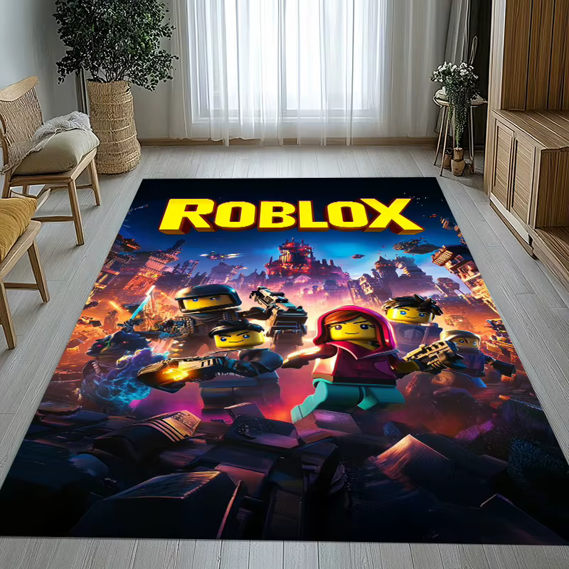 Tapis de salon antidérapant à thème de dessin animé Game R-Robloxs