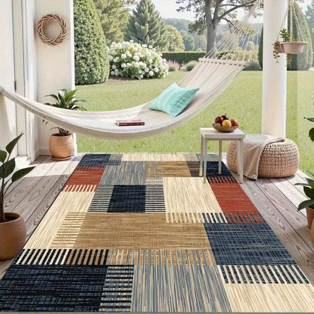 Tapis d'extérieur moderne à motifs géométriques