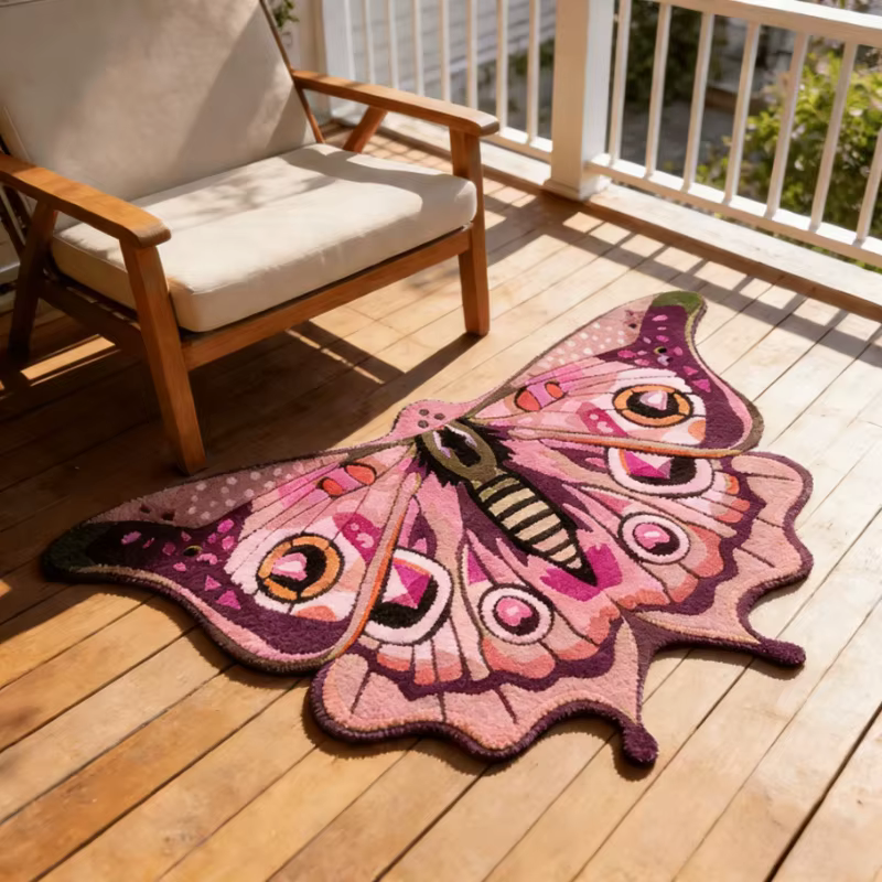 Tapis irrégulier à motif papillon pour la décoration de chambre