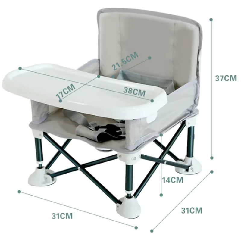 Chaise haute pliable portable pour bébé avec plateau et ceinture de sécurité, chaise de plage pour enfants, siège d'alimentation, équipement de camping