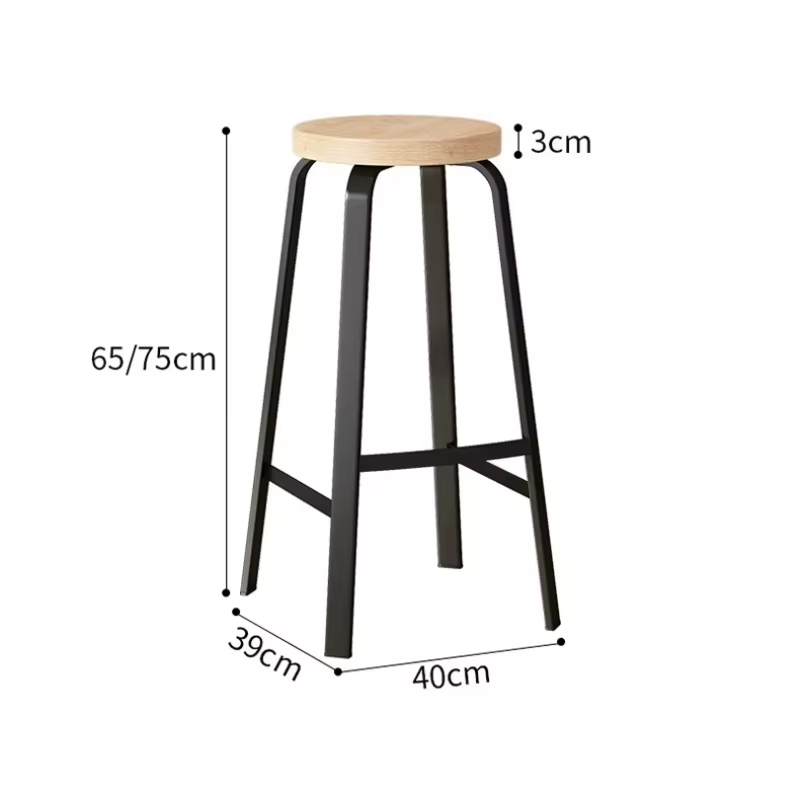 Tabouret de Bar empilable en bois massif, repose-pieds haut pour la maison, chaise de Bar KTV, comptoir de magasin de thé au lait, tabouret rond avec panneau de siège en bois
