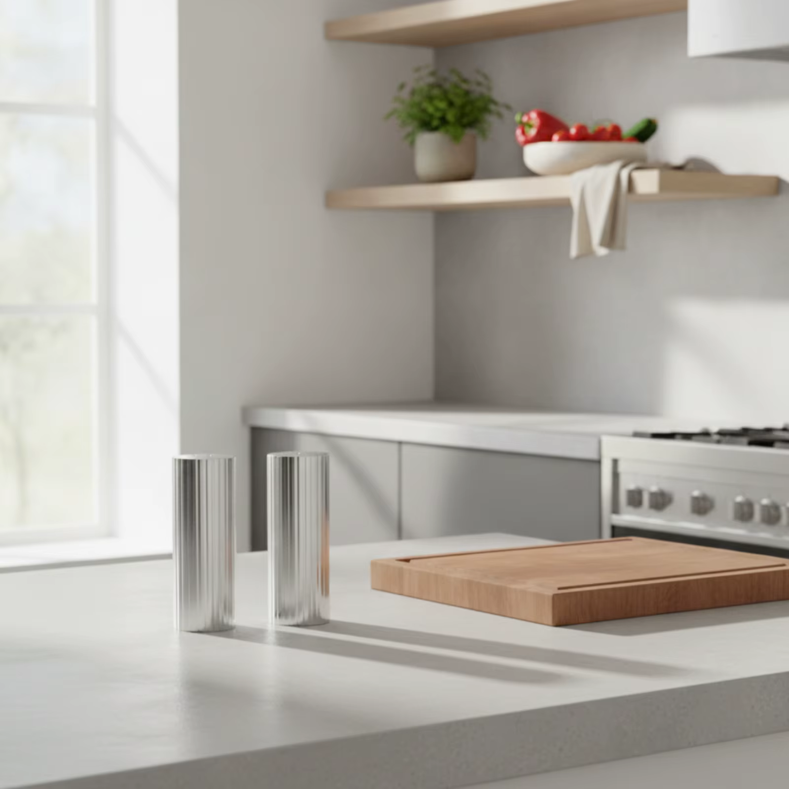 Shaker cylindrique en acier inoxydable à 2 pièces, avec trous, résistant à la rouille, rayé, pour cuisine, table à manger