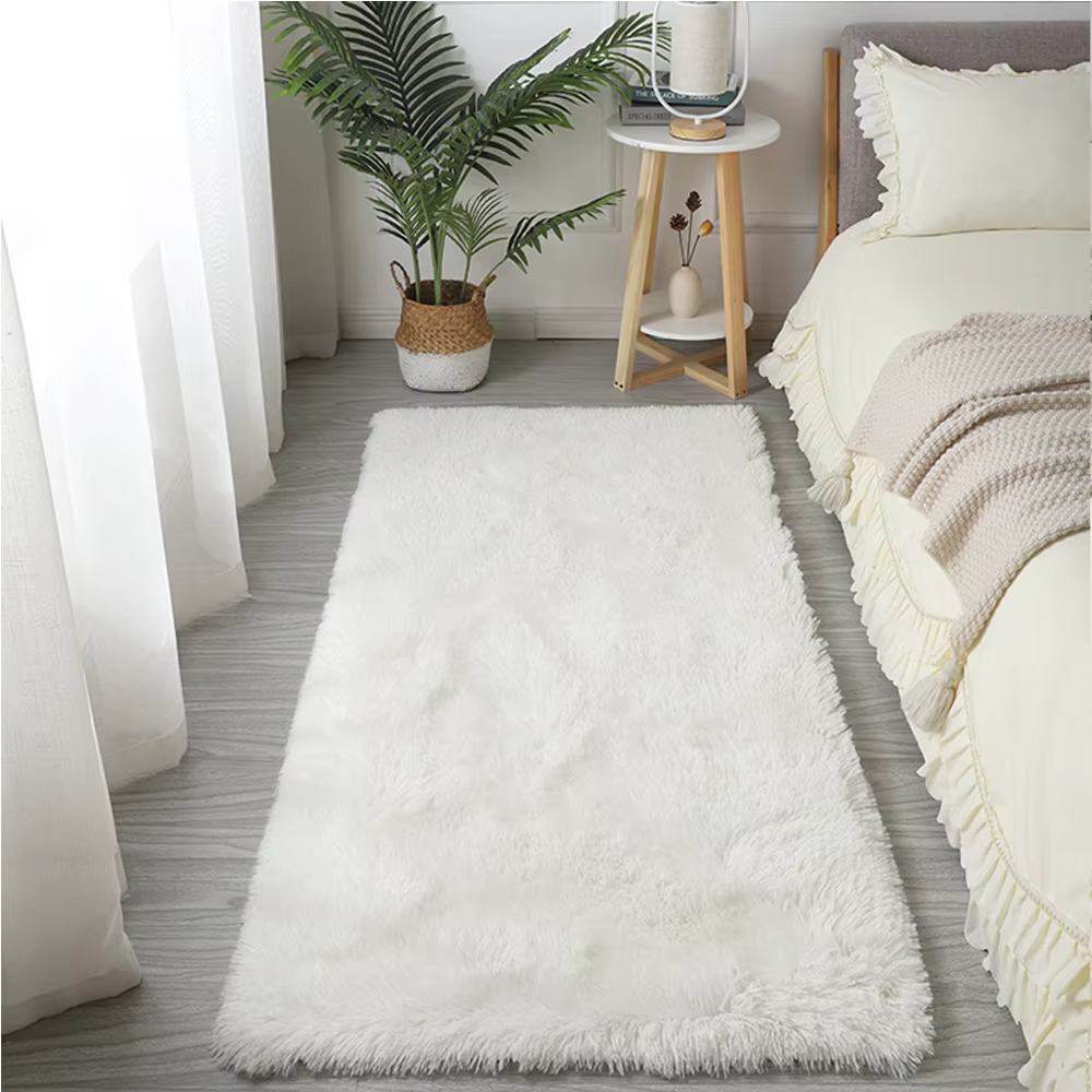 White Indoor Decor Soft and Comfortable Plush Living/Bed/Baby/Study Room Carpet Floor Mats For Home Size：80cmx200cm