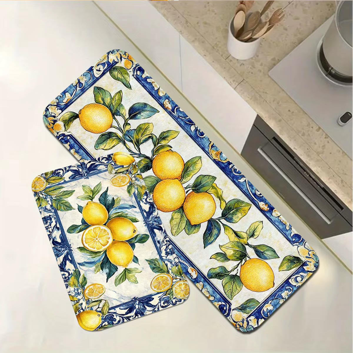 Ensemble de tapis de cuisine VIKAMA Mediterranean French Lemon