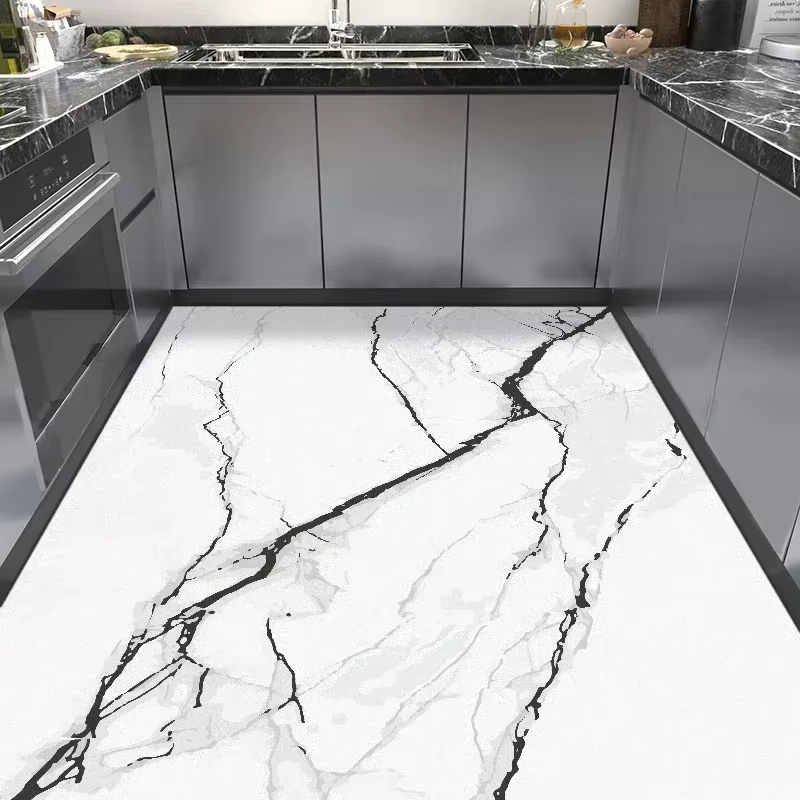 Grand tapis de sol de cuisine en cuir Pvc