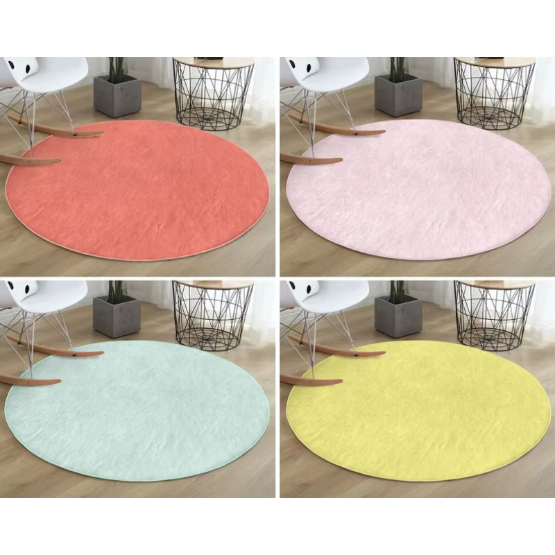 Pure Round Lea-Tapis de Sol de Luxe, Uni, Cercle Antidérapant, Polymères Solides, Tapis Vifs, Vert, Salon pour Enfants