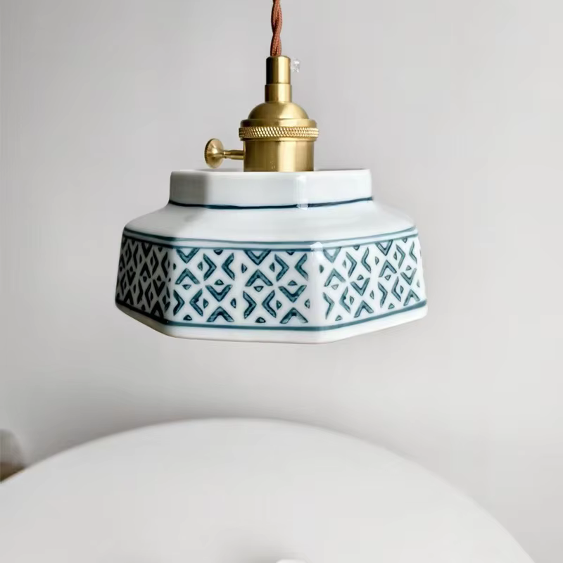 Lampe suspendue en céramique rétro pour restaurant, hôtel, balcon romantique, décoration de table à manger, lumière LED suspendue, chambre à coucher, chevet, lustre