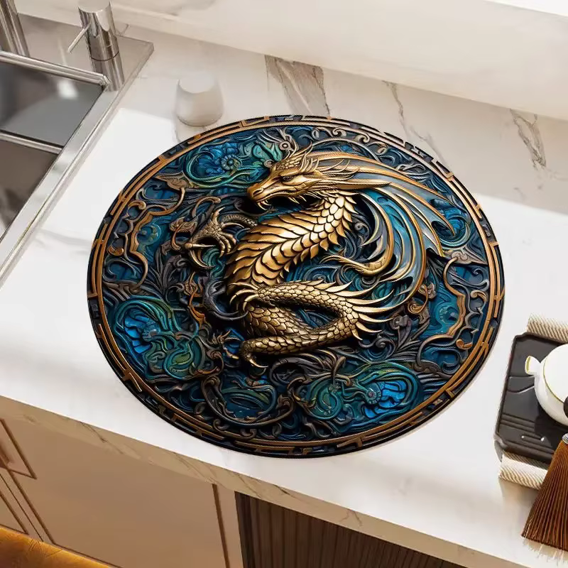 Nouveau Style chinois circulaire diatomée boue Drainage tapis Table à manger thé Bar comptoir