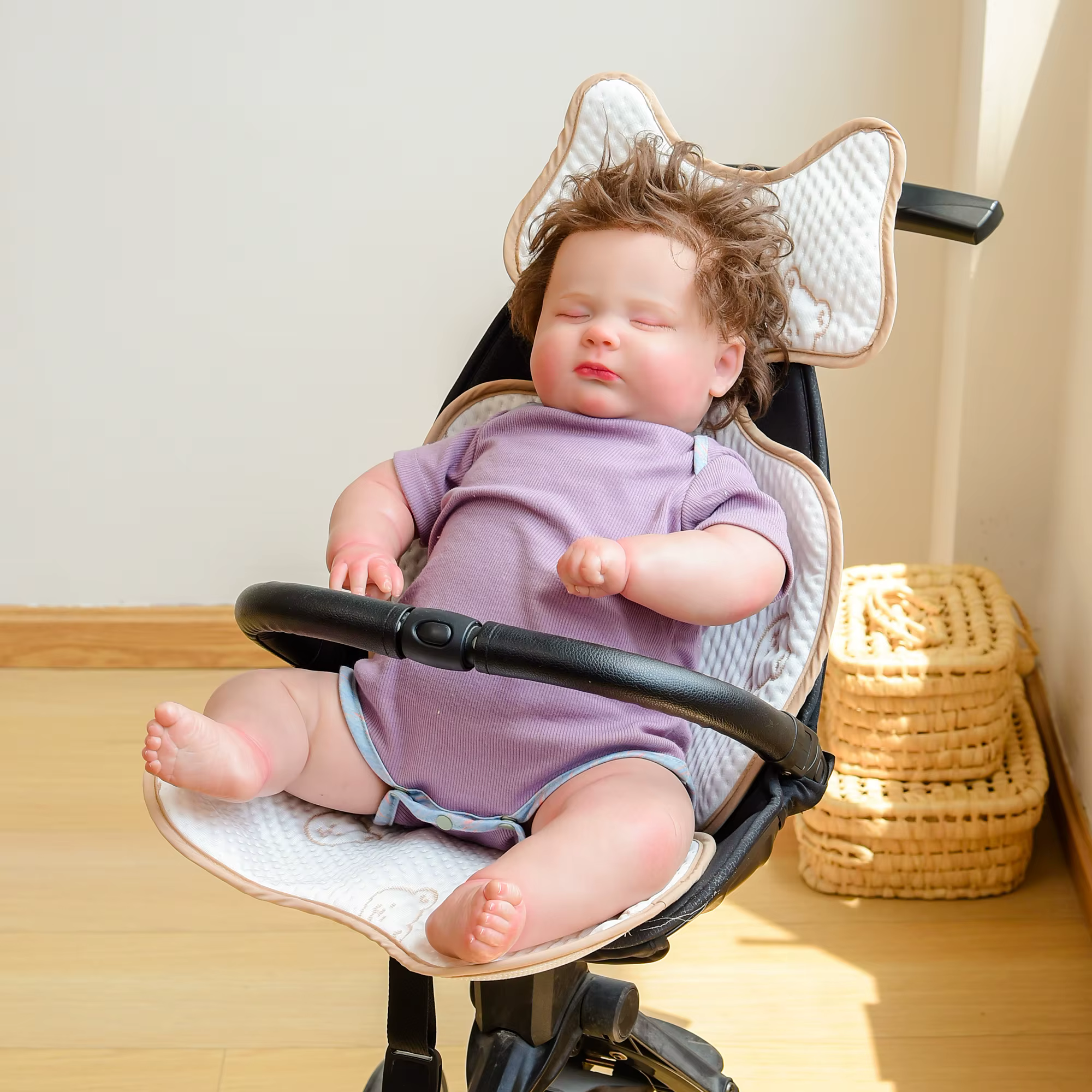 Coussin de Siège Respirant pour Poussette de Bébé, Respirant, en Soie Glacée, pour la Marche