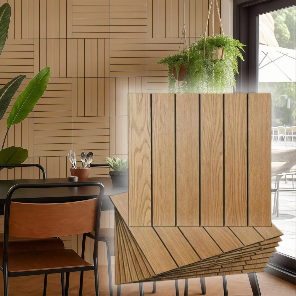 Panneaux muraux acoustiques en PVC couleur bois