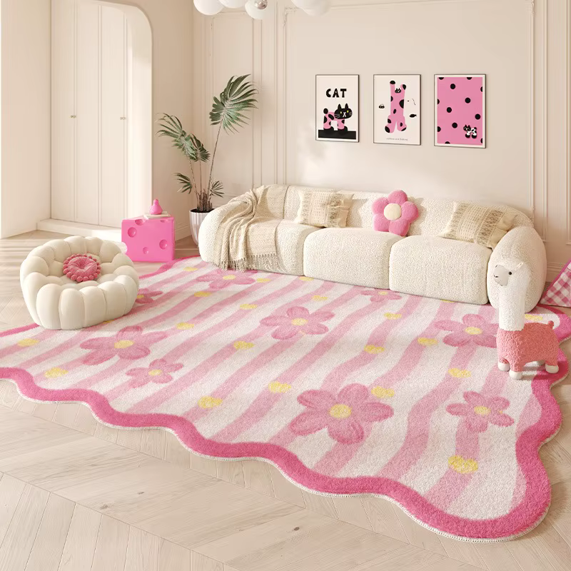 Tapis rose à grande surface pour salon