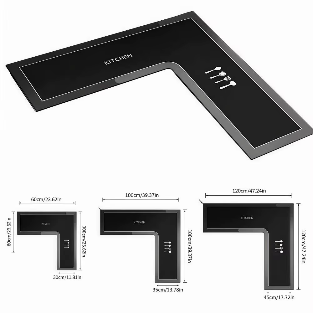 Tapis d'angle de cuisine de luxe en forme de L