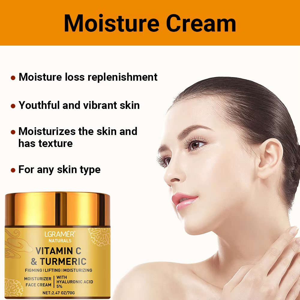 Crème pour le visage à la vitamine C au curcuma, rétinol, hydratant, raffermissant, hyaluronique, éclaircissant, réparateur, lisse, soins de la peau, crèmes blanchissantes
