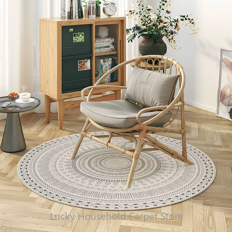 Tapis rond marocain pour chaise longue