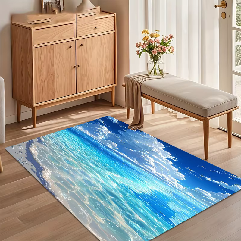 Tapis de sol Ocean Wave antidérapant et lavable pour salon