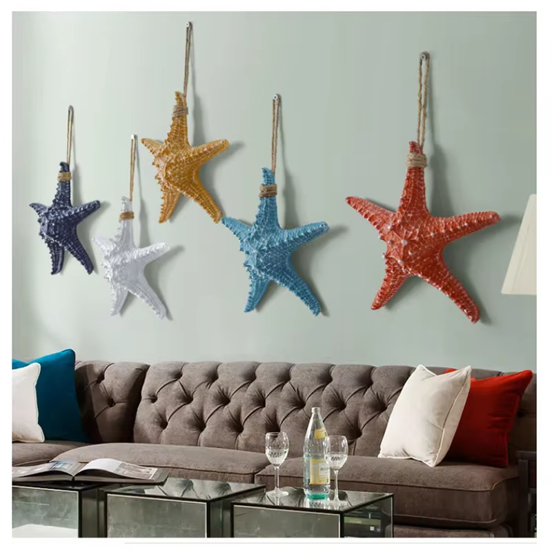 Décoration Murale Créative Coquillages et Étoiles de Mer pour la Maison, la Chambre et le Salon – Vase Suspendu Thème Nautique