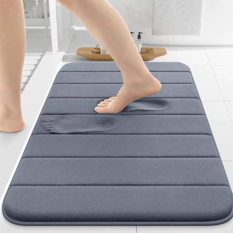 Lot 2 tapis bain en mousse à mémoire forme, doux, confortable, antidérapant, à séchage rapide, pour salle