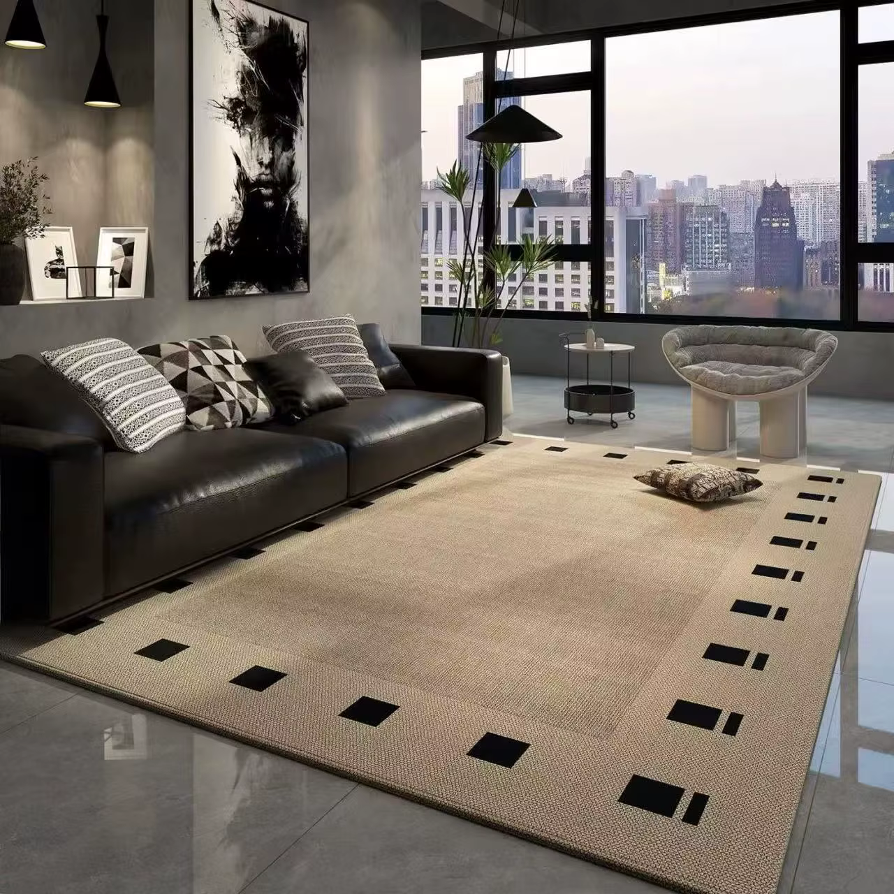 Grands tapis géométriques de luxe légers
