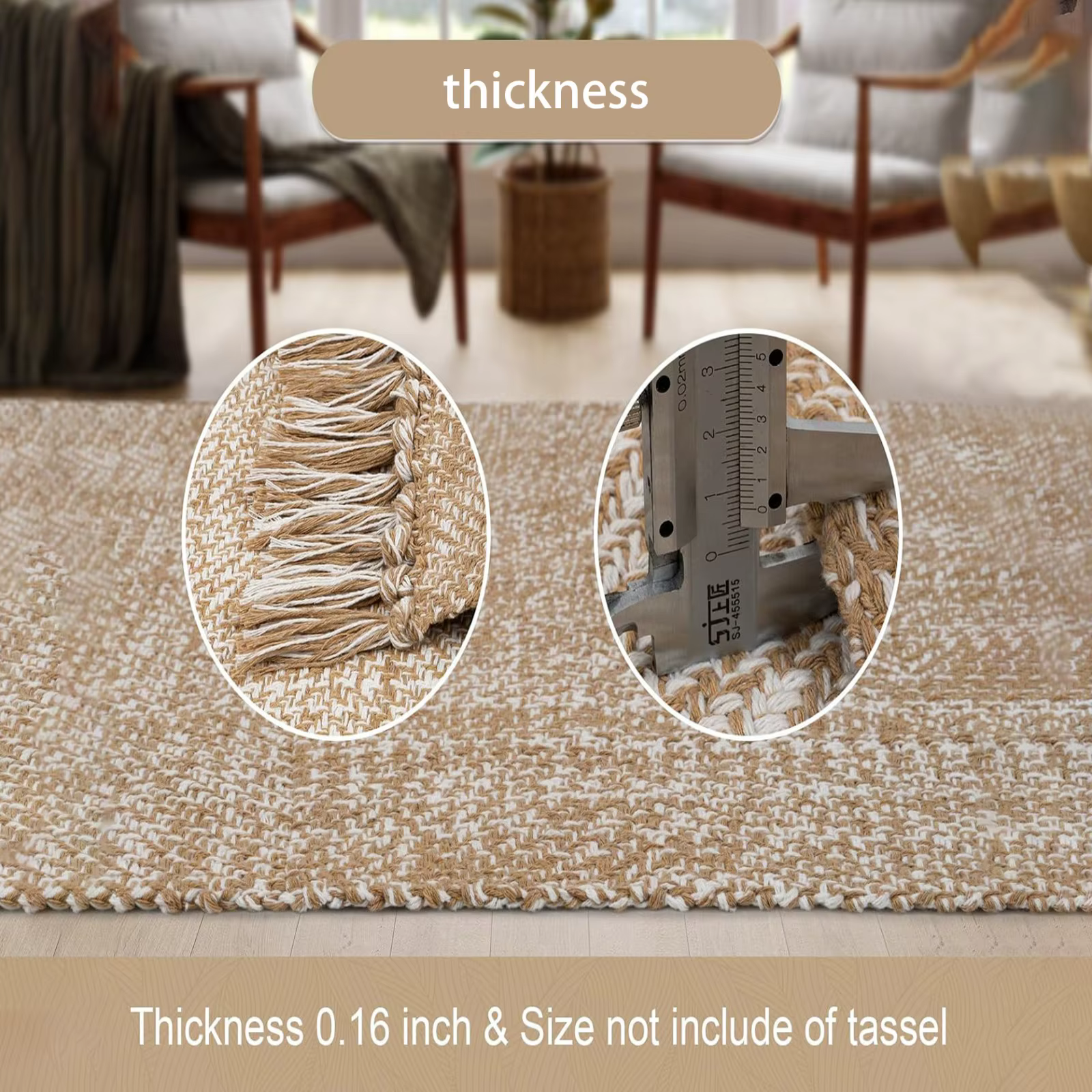 Tapis en coton et lin tissé pour salon