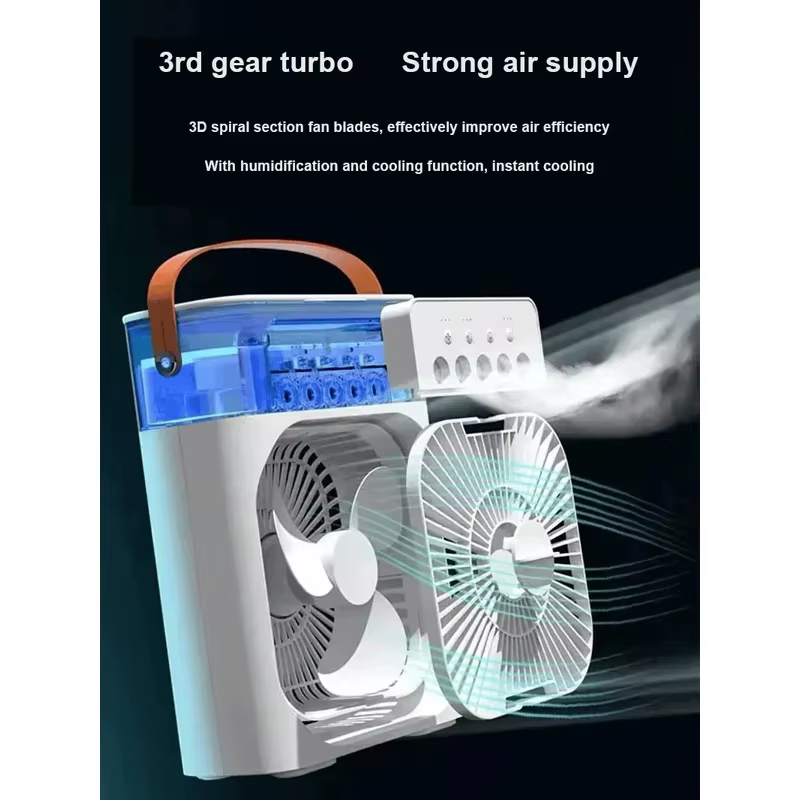 Ventilateur Rafraîchissant et Climatiseur Portable pour la Maison avec Veilleuse LED et Humidificateur