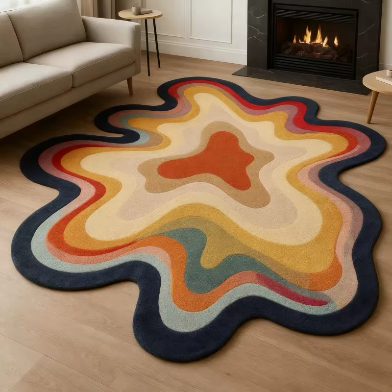 Tapis en peluche texturé abstrait VIKAMA Dopamine