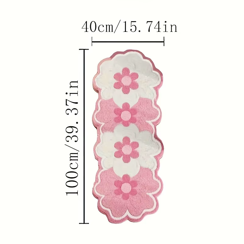 VIKAMA Tapis de chevet en forme de fleur rose
