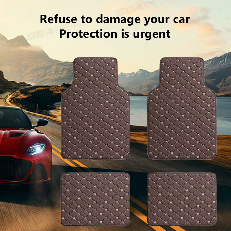 BLALION tapis de sol de voiture 4 pièces universel PU imperméable Auto pied Pad protecteur