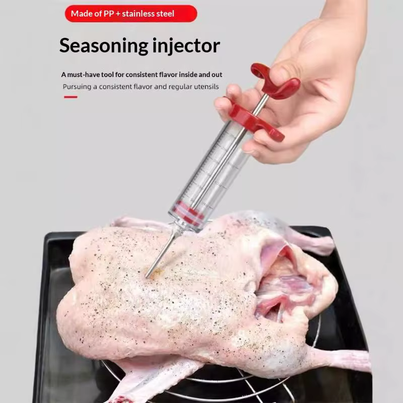 Seringue injecteur de marinade avec 3 aiguilles pour marinade, kit injecteur de marinade pour grillades et dinde, injecteur de saveur, outils de cuisine