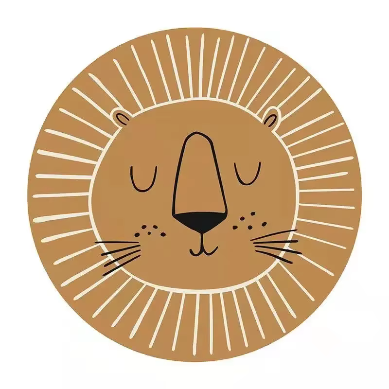 Tapis de jeu rond en forme de Lion de dessin animé pour enfants