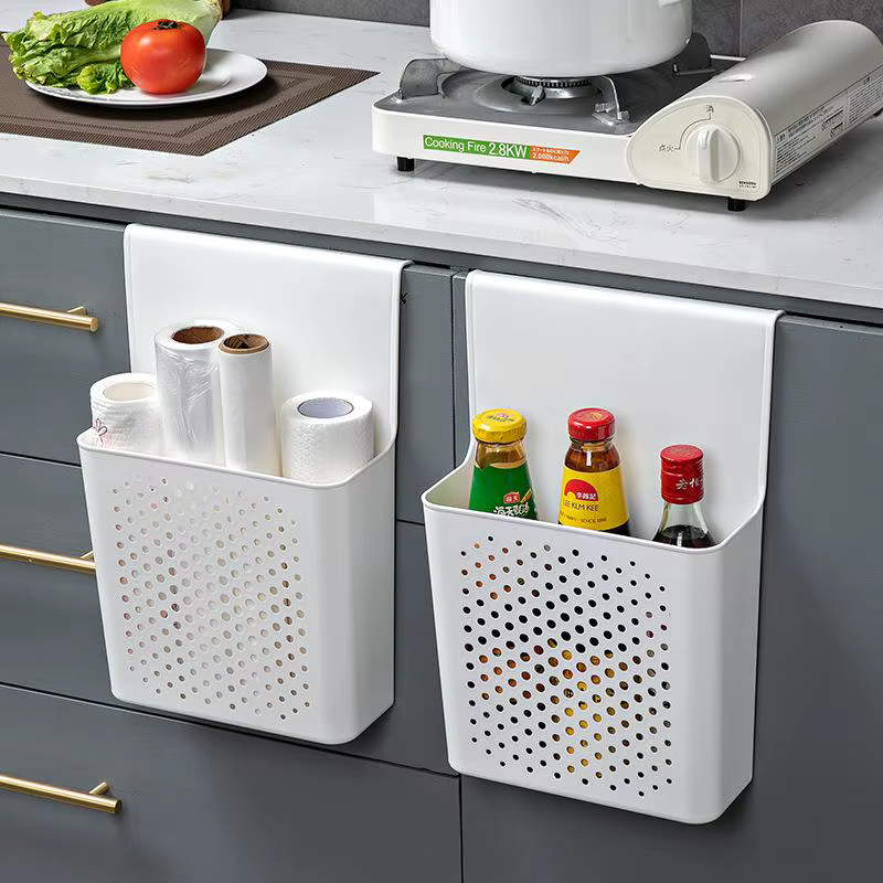 ㈅ Étagère et boîte de rangement intérieures pour porte d'armoire de cuisine, crochet de suspension derrière la porte, paniers pour porte d'armoire de cuisine