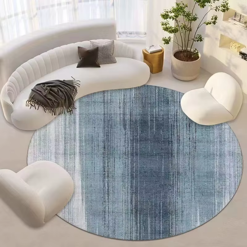 Tapis rond contemporain à blocs de couleur
