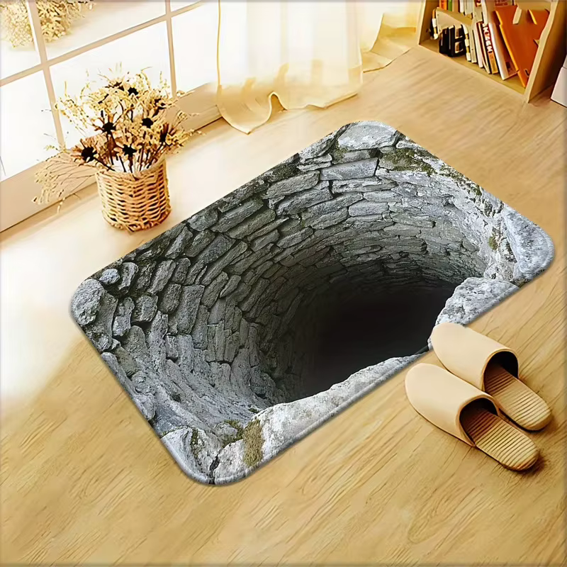 Tapis de porte antidérapant, Illusion d'optique 3D, Abyss sans fin, lavable en Machine, pour salle de bain, chambre à coucher, Camping, Yoga, tapis de sol Durable