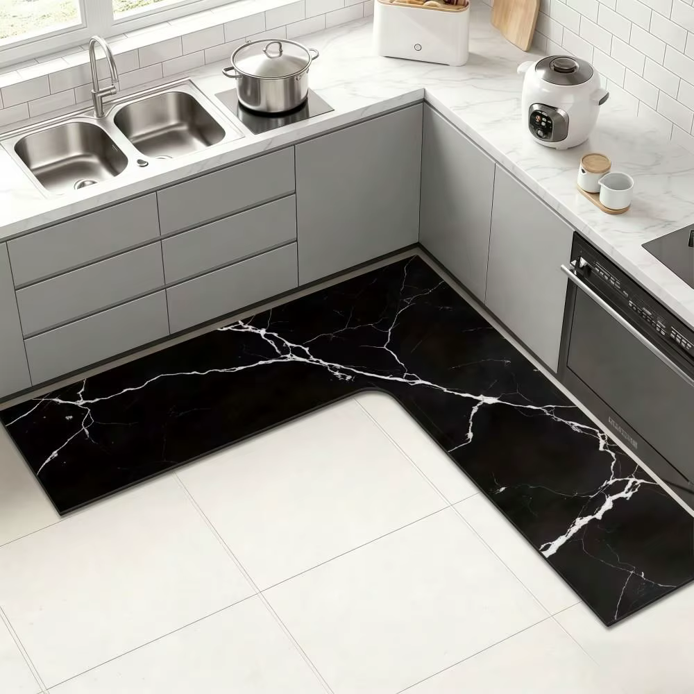 Tapis d'angle de cuisine de luxe en forme de L