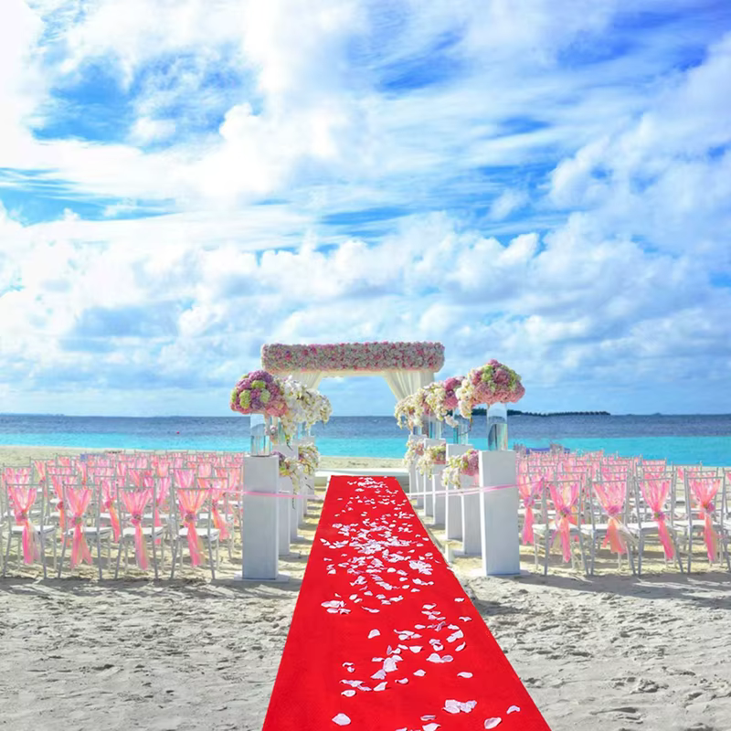 Tapis de mariage rouge longueur personnalisée