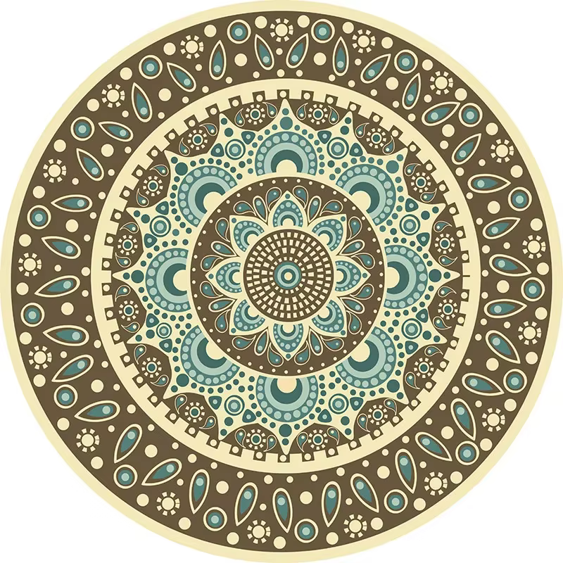 Polymères de sol Ethnic Persian Mandala Round Lea