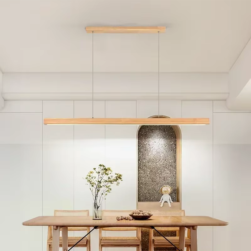Lampe LED suspendue en bois au design nordique