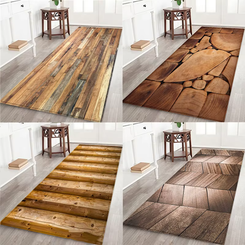 Tapis de cuisine géométrique en Grain de bois