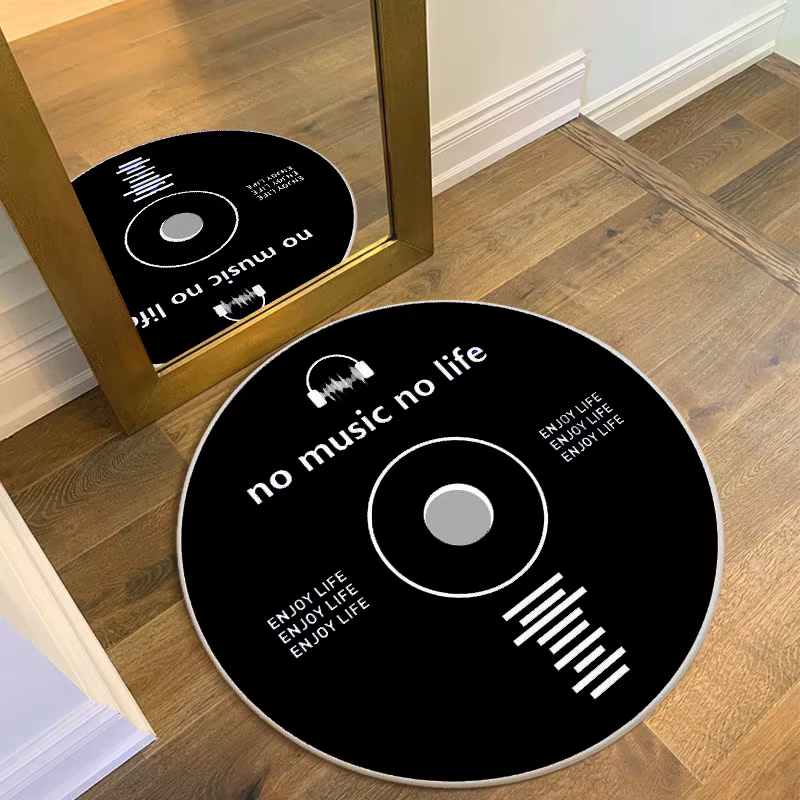 Tapis rond à motif de disque vinyle