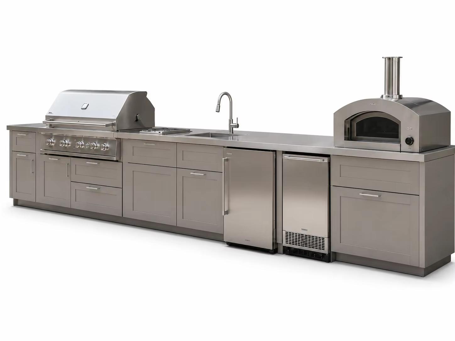 Ensemble de cuisine extérieure FOODLINE avec emplacement pour barbecue, évier et tiroirs pour patio ou jardin