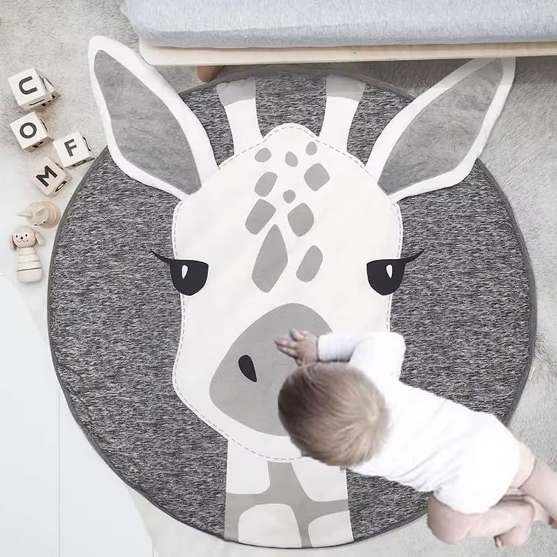 Tapis pour bébé, couverture de ramper pour nourrissons, tapis de jeu en coton, tapis rond à motif d'animaux de dessin animé, tapis de sol pour chambre d'enfant, accessoires de photographie pour nouvea