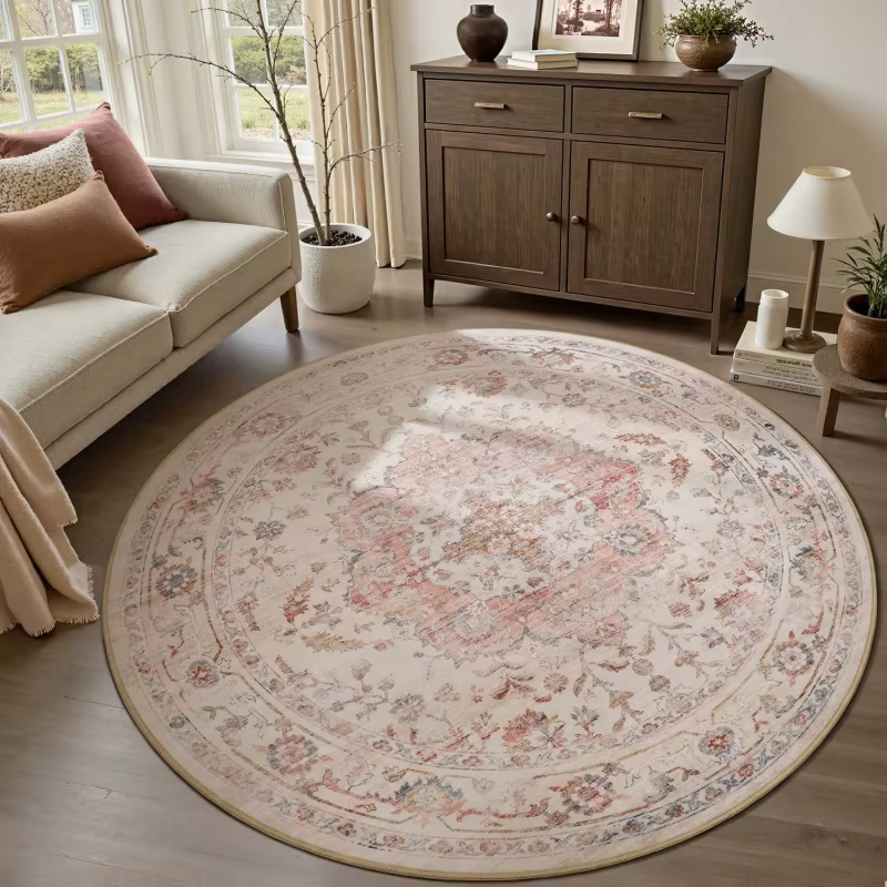 VIKAMA Tapis rond vintage européen