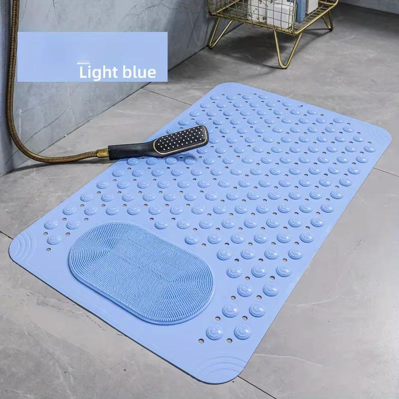 Tapis de bain en PVC antidérapant bleu clair avec nuages de massage 0 8 cm d'épaisseur 2600 g m2 motif de points pour