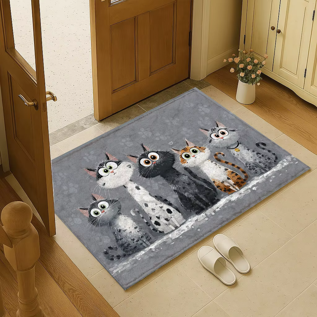 VIKAMA tapis gris mignon chaton paillasson