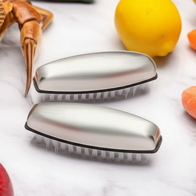 Brosse à main et à ongles en nylon, outil de nettoyage de cuisine, brosse à récurer en acier inoxydable pour le nettoyage au savon, aide à éliminer les odeurs et absorber les odeurs.