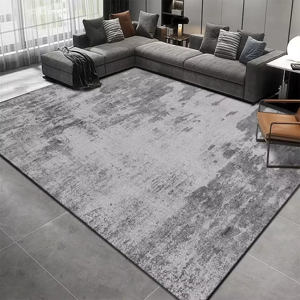 Mode couleur unie noir gris tapis salon décor canapé tapis chevet canapé tapis salon Table basse tapis de sol maison appartement