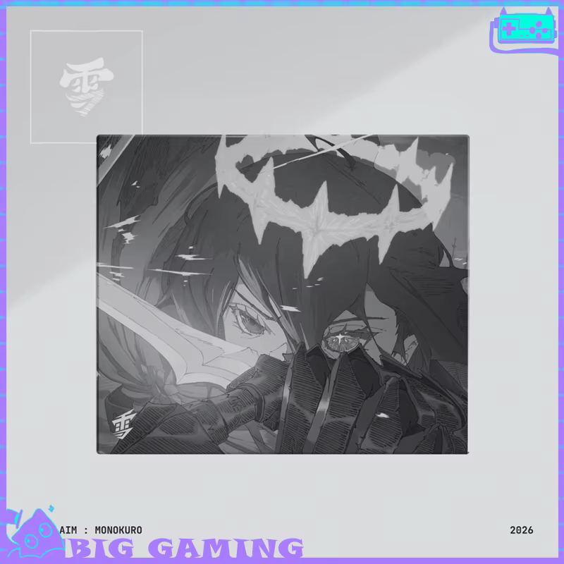 Tapis de souris en verre trempé Yuki Aim Monokuro, tapis de jeu, tapis de table anime, contrôle fluide, accessoires de bureau pour jeux Esports FPS, cadeaux