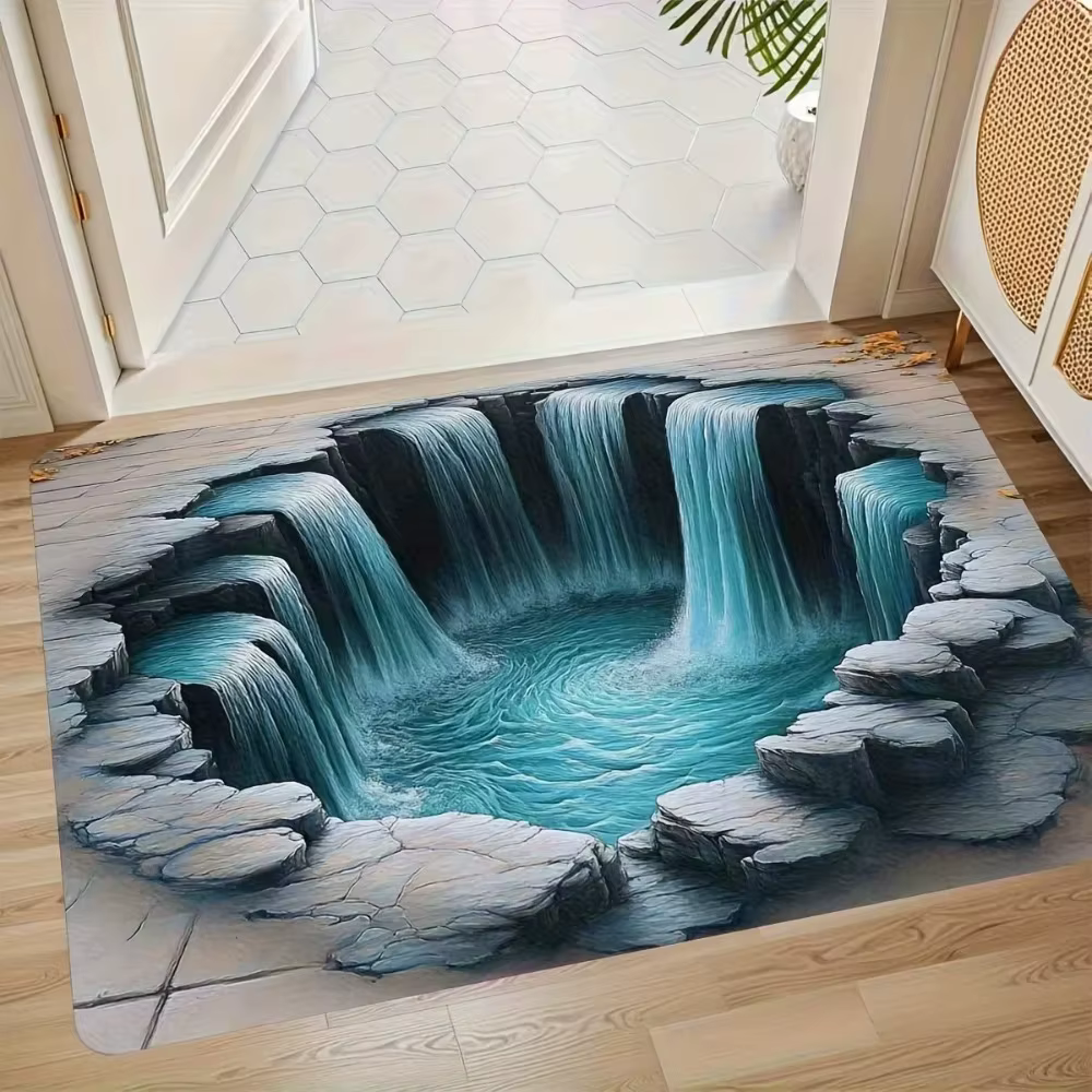 Paillasson d'illusion d'optique 3D d'eau de requin