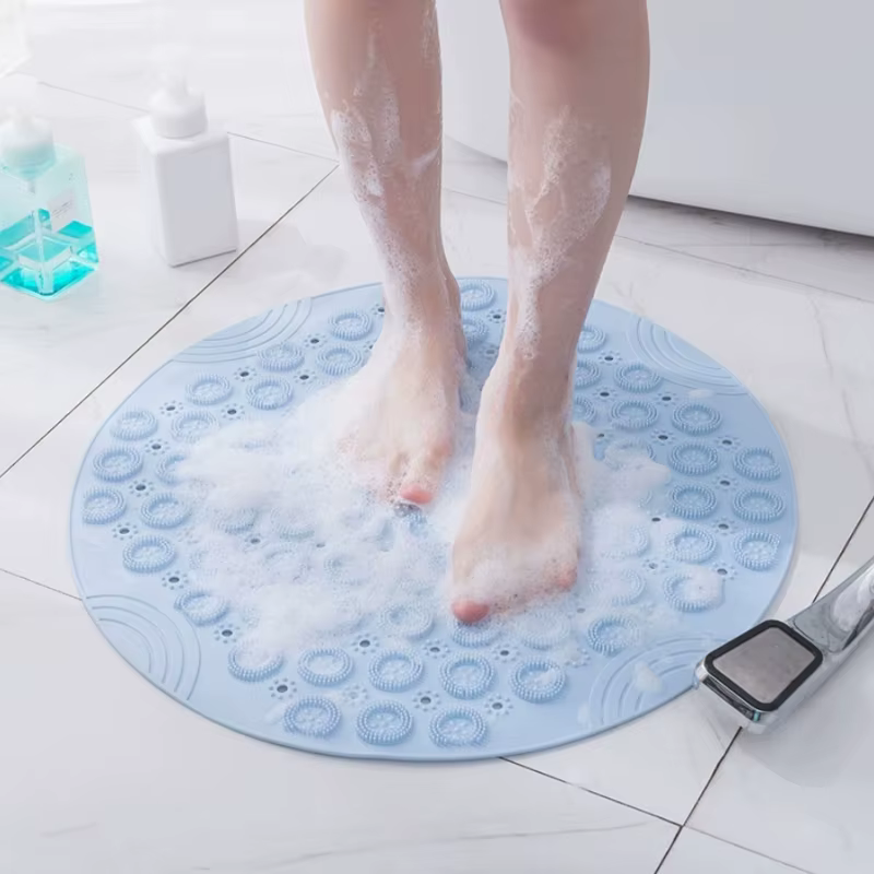 Tapis de bain rond avec trou de vidange