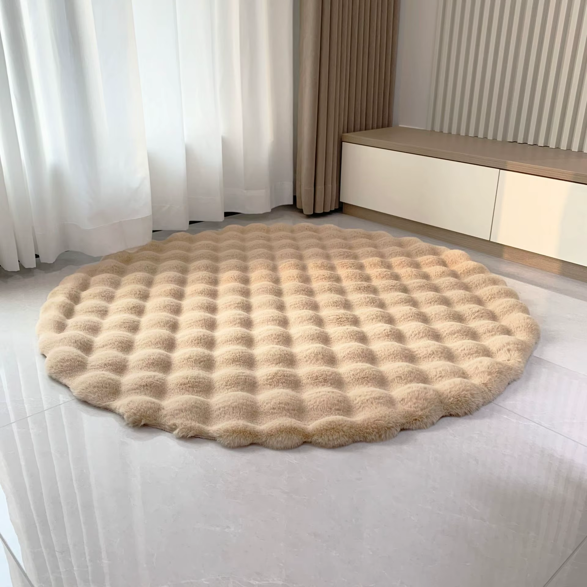 Lapin mousse velours tapis rond moelleux